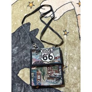 Danny K Route 66‎ Tapestry Crossbody Wallet Bag Travel Purse